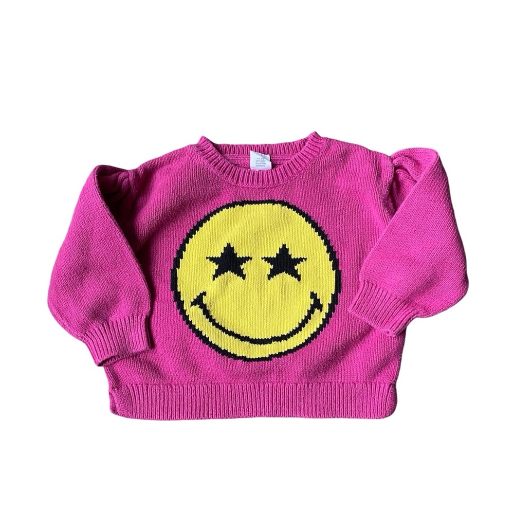 Toddler girl crew neck knitted sweater.